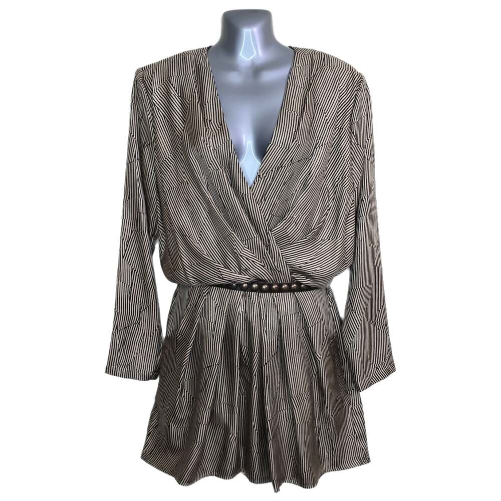 Anine Bing Kate Long Sleeve Wrap-Effect Silk Mini Dress Size M